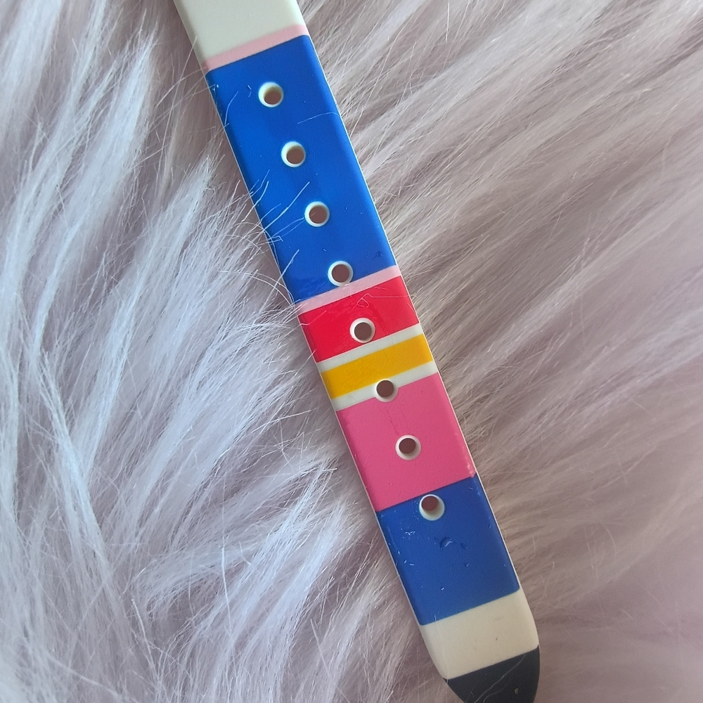 NEEDS BATTERY Kate Spade Red Pink Blue Yellow Orange Striped Silicone Watch - Picture 6 of 16